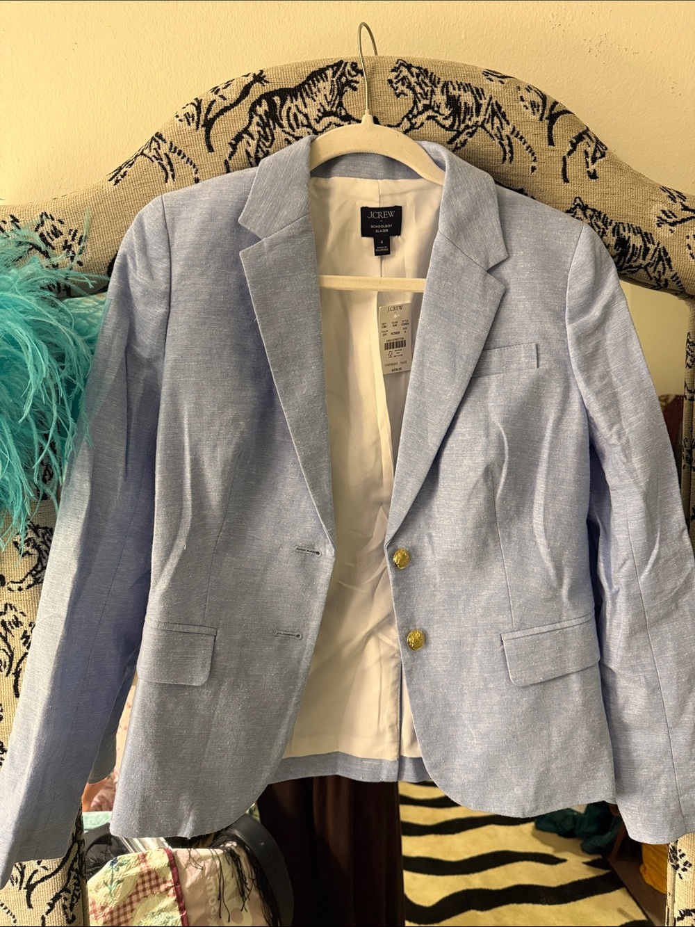 J. Crew Sky Blue Blazer with Gold Buttons